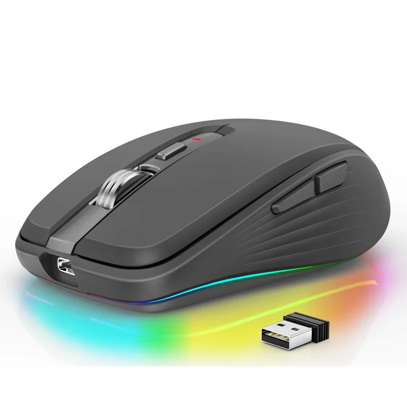 

2.4G+BT5.1 Dual-mode Wireless Mouse Computer Gaming Mice Ergonomic Design 4-gear Adjustable DPI Built-in Rechargeable Battery