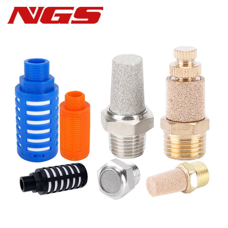 SS304/Brass Air Silencer Exhaust Muffler Pneumatic Plastic Brass Fitting Noise Filter Reducer M5 1/8