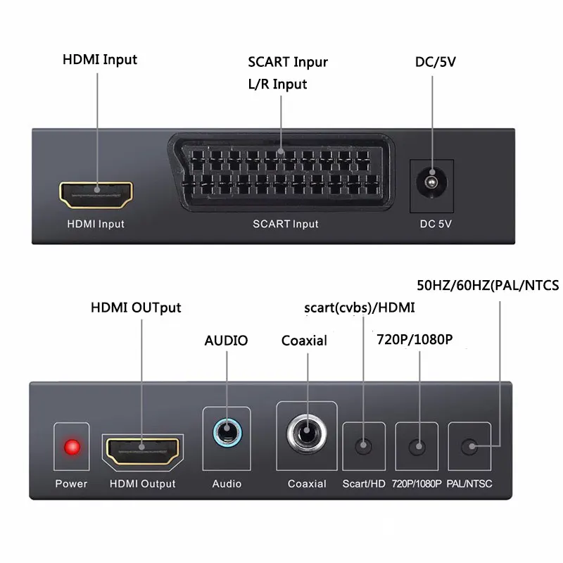 Imagem -04 - Conversor Compatível com Scart para Hdmi Coaxia Audio Conversor de Vídeo hd para Set-box Player Hdtv Consola de Jogos Dvd