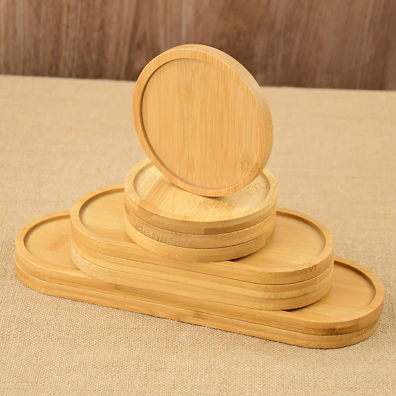 Wooden Serving Tray Dessert Pallet Coffee Cup Mat Flower Pot Tray Cup Pad Fruit Food Tray Garden Supply Kitchen Home Decoration