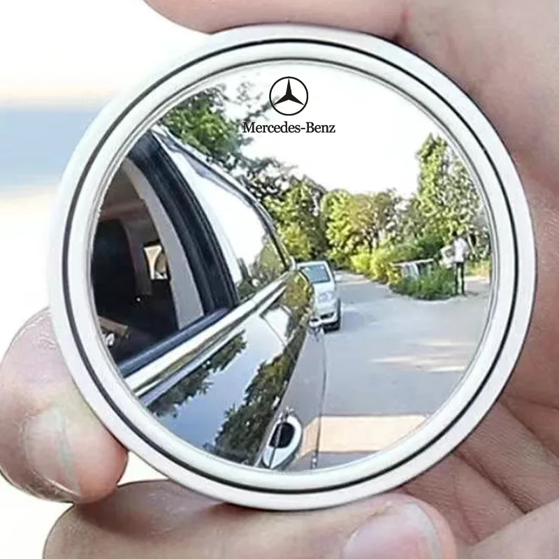 2Pcs Car Rear View Small Round Mirror Wide Angle Adjustable For Mercedes Benz W203 W204 W205 AMG New A/B/C/E/S Class C200L