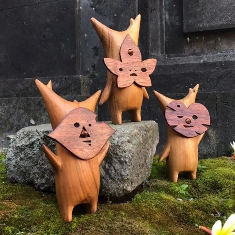 Resin Korok Family Figurine Handmade Home Office Decoration Wooden Statue Handicraft Garden Ornament Desktop Knick-knacks