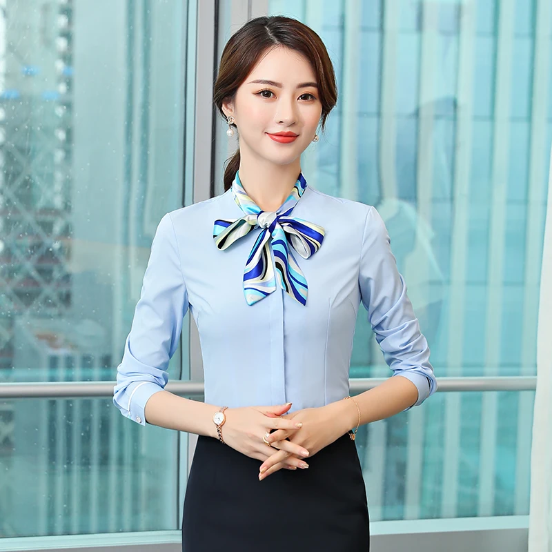 AIyssa-2024 professional womens long-sleeved shirt, fashionable and elegant, slim chiffon shirt