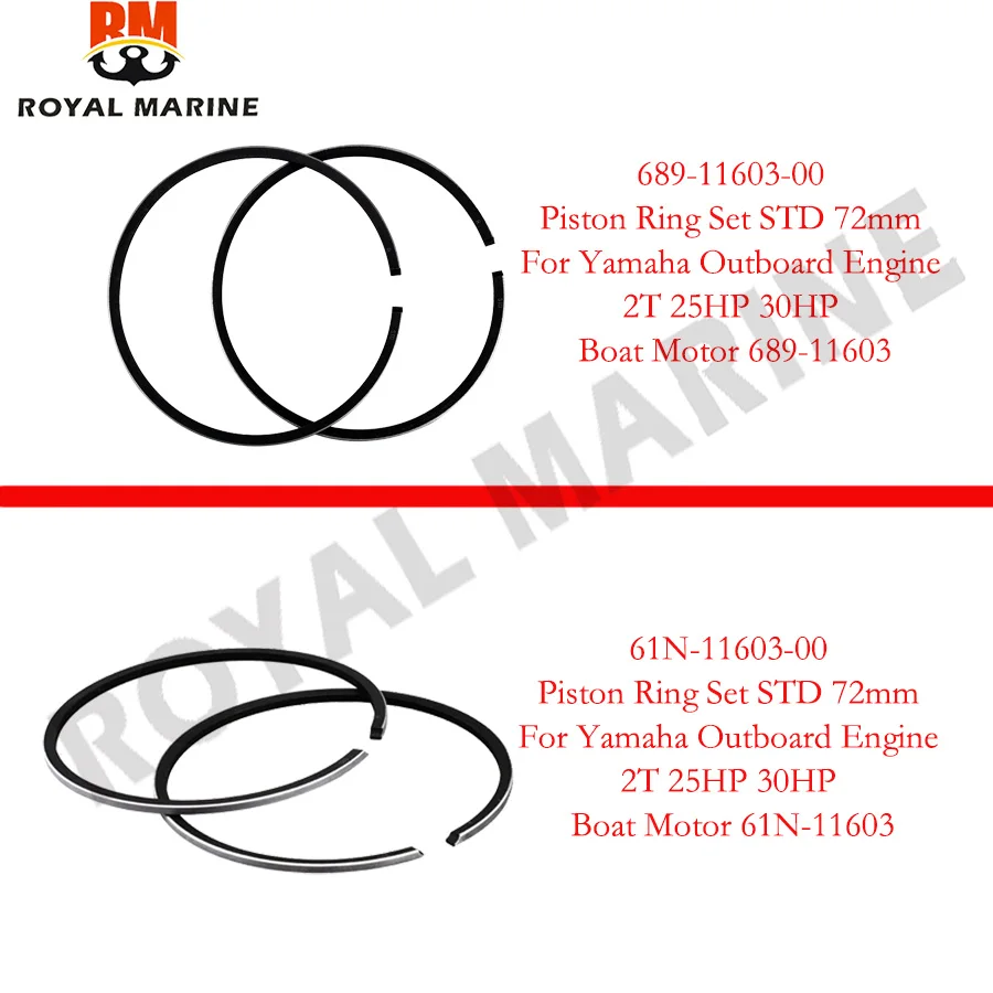 689-11603-00 61N-11603-00 Piston Ring Set STD 72mm For Yamaha 25HP 30HP Outboard Engine 2 stroke Boat Motor 689-11603 61N-11603