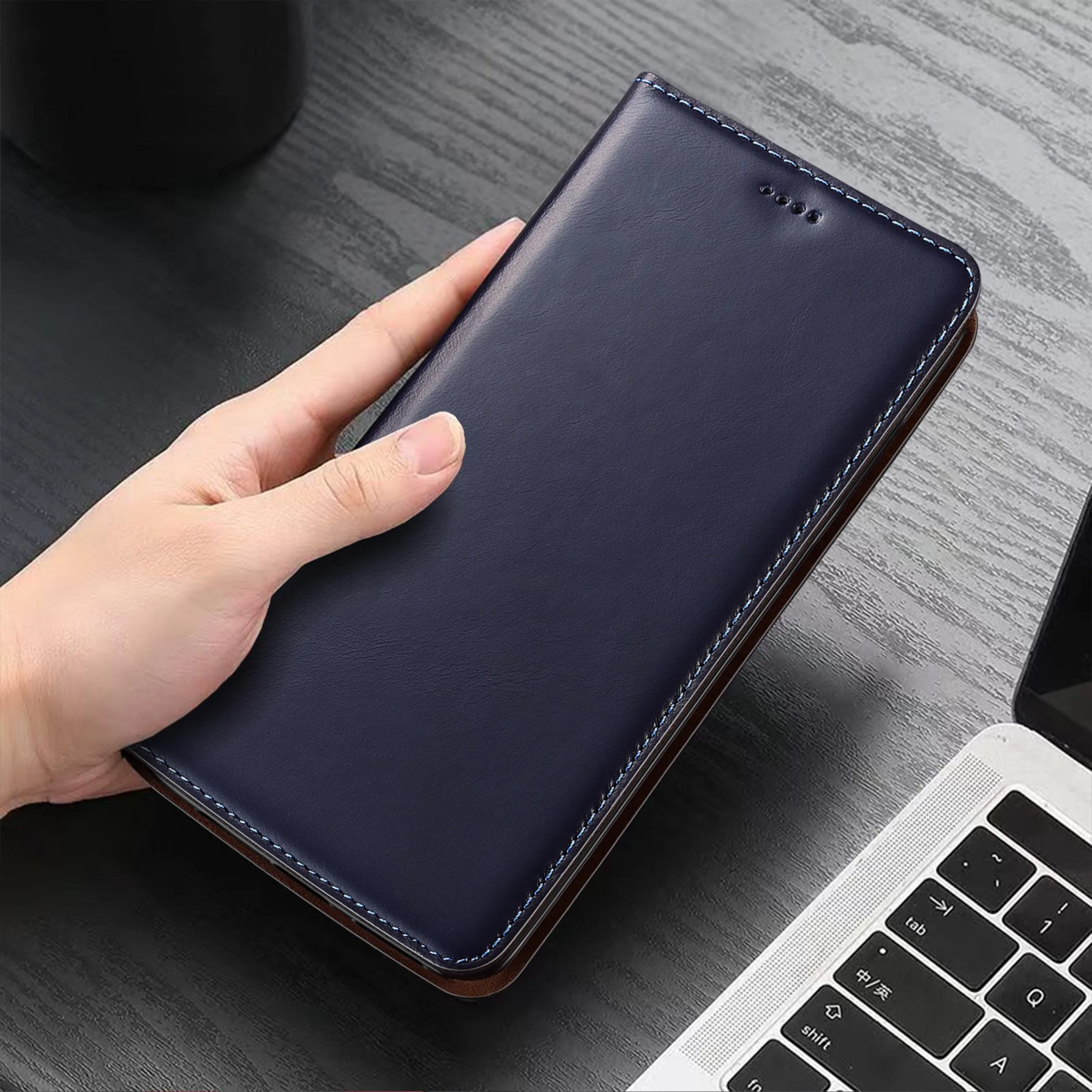 

For Xiaomi Poco C3 C31 C40 C50 C51 C55 C61 C65 C71 C75 4G 5G Wax drop Pattern Of Genuine Leather Flip Phone Cover Case Cowhide