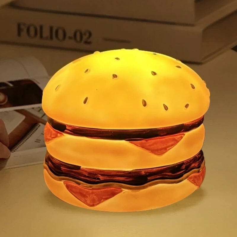 New Fun Burger Design Hand Drawn Patting Night Light Children's Sleep Atmosphere LED Night Light Festival Gift