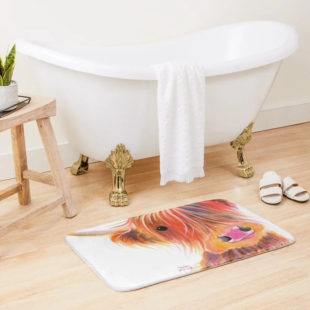 

Scottish Highland Cow PRiNT ' SWEET SATSUMA ' by Shirley MacArthur Bath Mat Bathroom Rugs And Set Bathroom Items Showers Mat