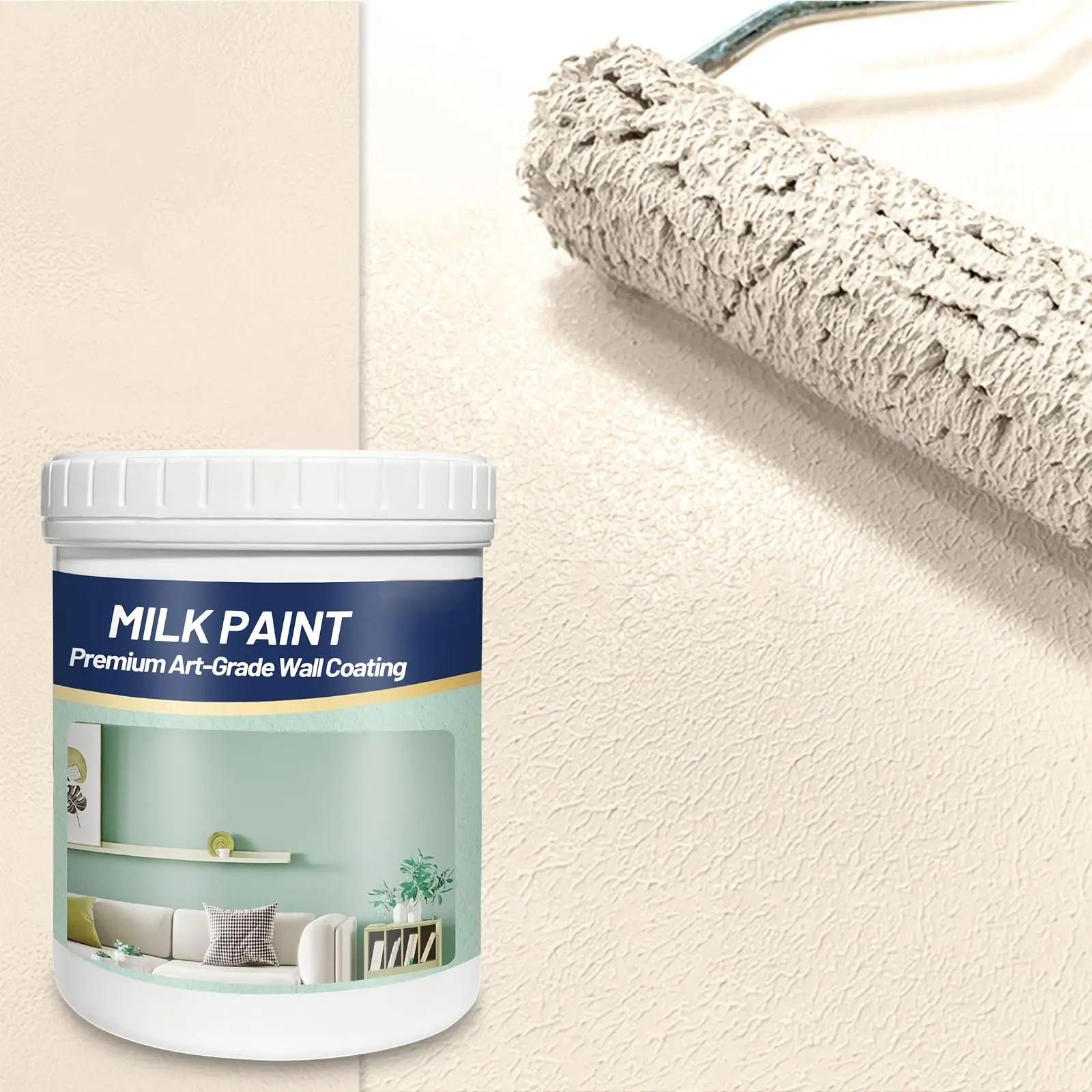 طلاء داخلي للحائط سعة 1 جالون/3.79 كجم - إصلاح وتغطية الجدار - مناسب لتغطية البقع والخدوش والاستخدام اليدوي (بيج)