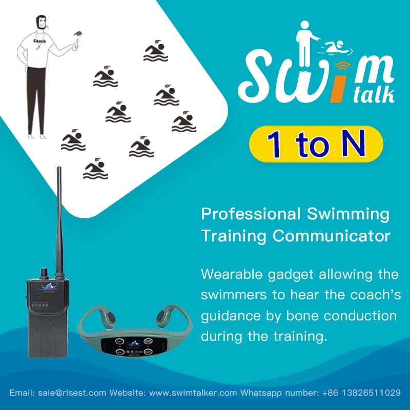 Swimtalk H904 Real-Time Live Swimming Training Headphones Waterproof Bone Conduction Wireless Headset Digital Display Battery