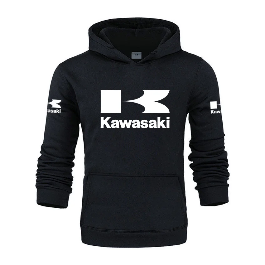 KAWASAKI شعار هوديي الرجال الصوف الدافئة هوديي الخريف والشتاء جديد ملابس رياضية غير رسمية ملابس الزوجين العصرية