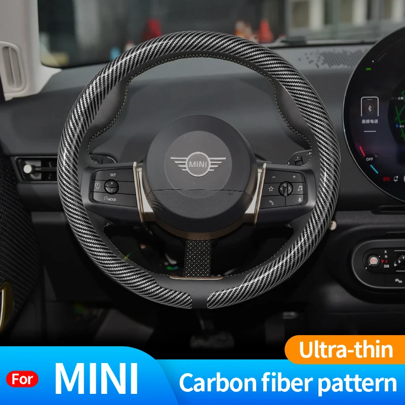 

For BMW Mini Cooper Keyring Countryman F54 Clubman F55 Hardtop F56 Carbon Fiber Suede Car Steering Wheel Cover Auto Accessories