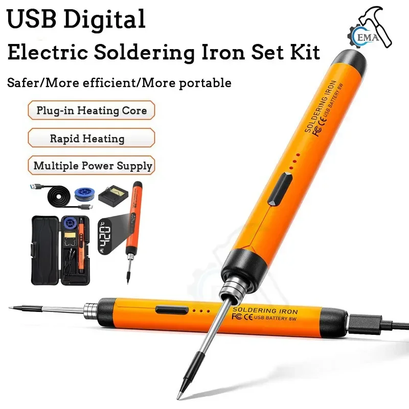 

USB Digital Soldering Iron Adjustable Temperature 300-450℃ Type-C Interface 800mAh Battery Intelligent Solder Welding Iron Tool