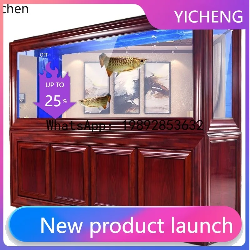 

A3-4 Chinese Style Eco Floor Aquarium Home Living Room Large Partition Screen No Water Change Needed Integrated Bottom Filter