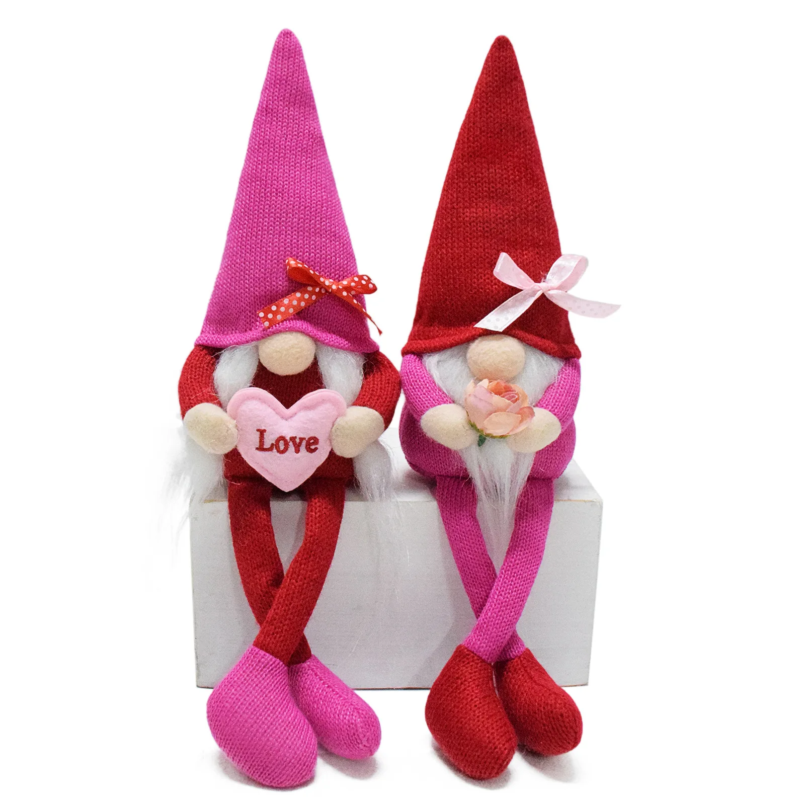 

Valentine's Day Dwarf Handmade Knitted Long Leg Doll Home Decoration Valentine's Day Christmas Party Decoration Couple Gifts