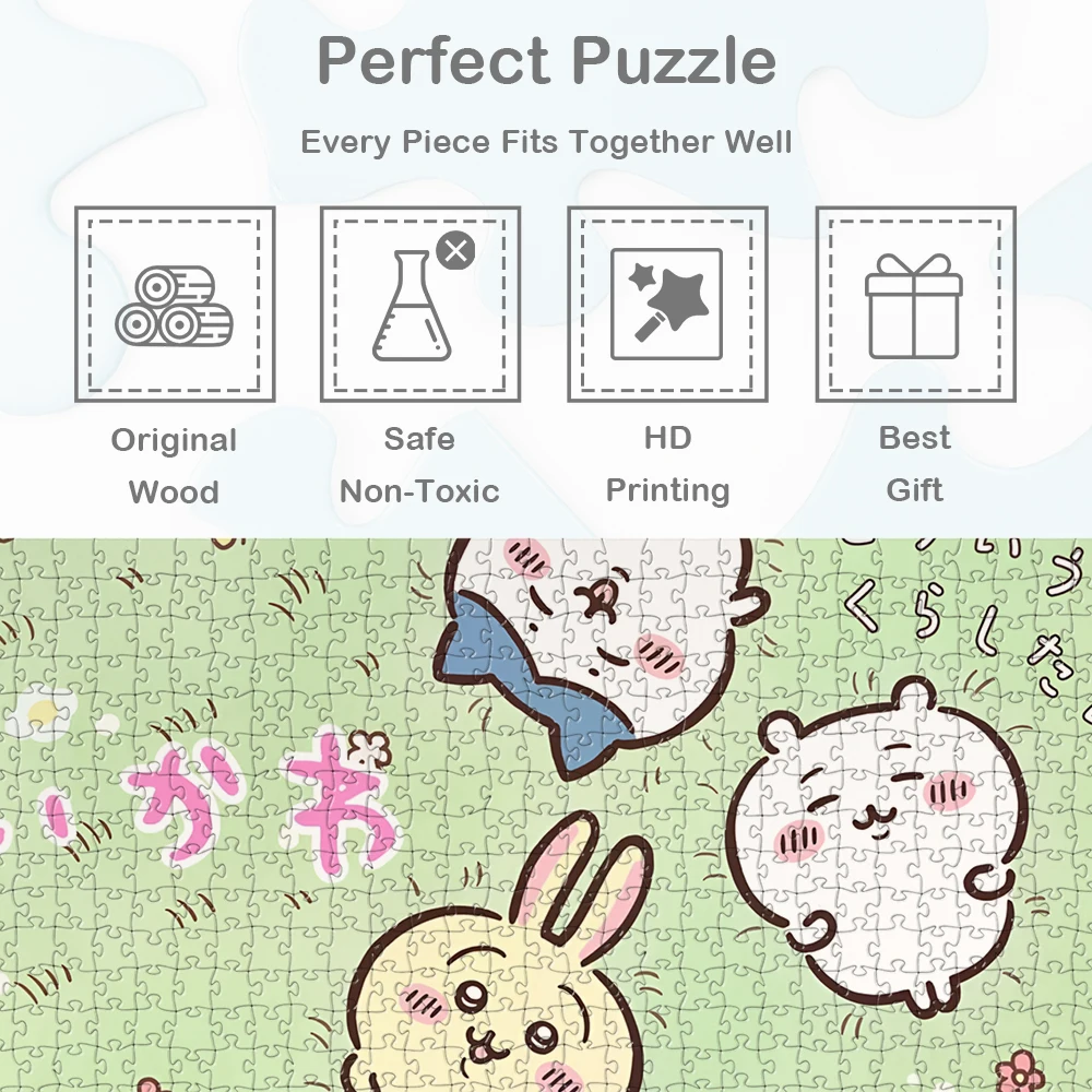 Chiikawa Hachiware Usagi 퍼즐 Sanrio 만화 게임 및 퍼즐 Miniso 녹색 잔디 만화 시리즈 교육 장난감 직소 퍼즐