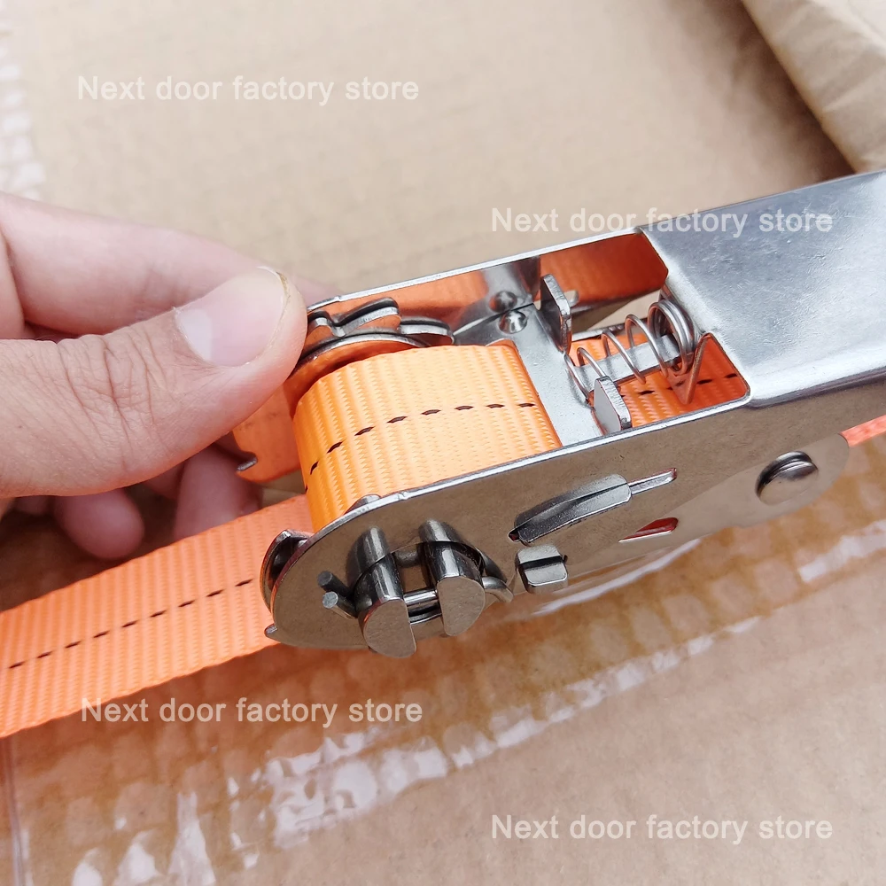 2er-Pack 3-Meter-Fracht-Ratschengurt mit Edelstahl-Schnalle für PKW, LKW, verstellbare, robuste Schnürung für Gepäcktaschen – Detail 4
