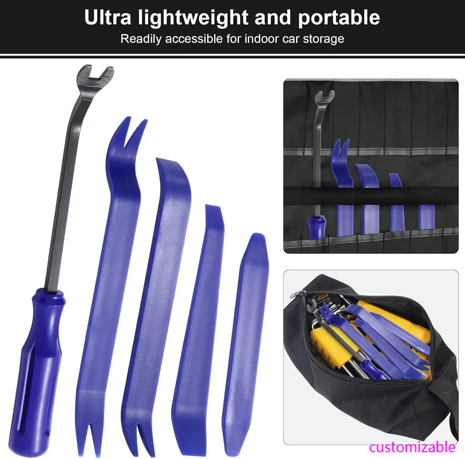 5 pcs Auto Trim Removal Tool Kit, Auto Body Pry Set, Non Scratch Dash Trim Automotive Molding Removal,Handy Remover and Fastener