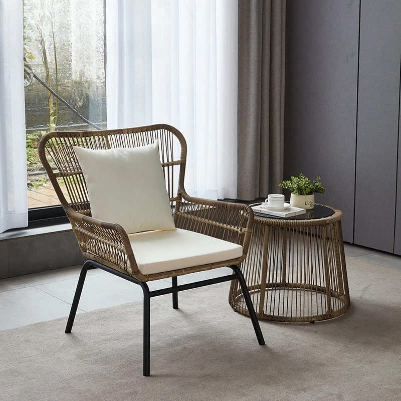 

Balcony table and chair outdoor leisure coffee table combination rattan chair courtyard small table meeting three-piece set