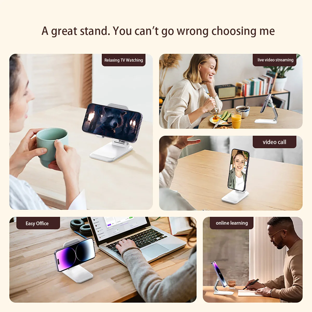 Universal Retractable Lazy Bracket Foldable Phone Tablet Holder for Bedroom Office Travel