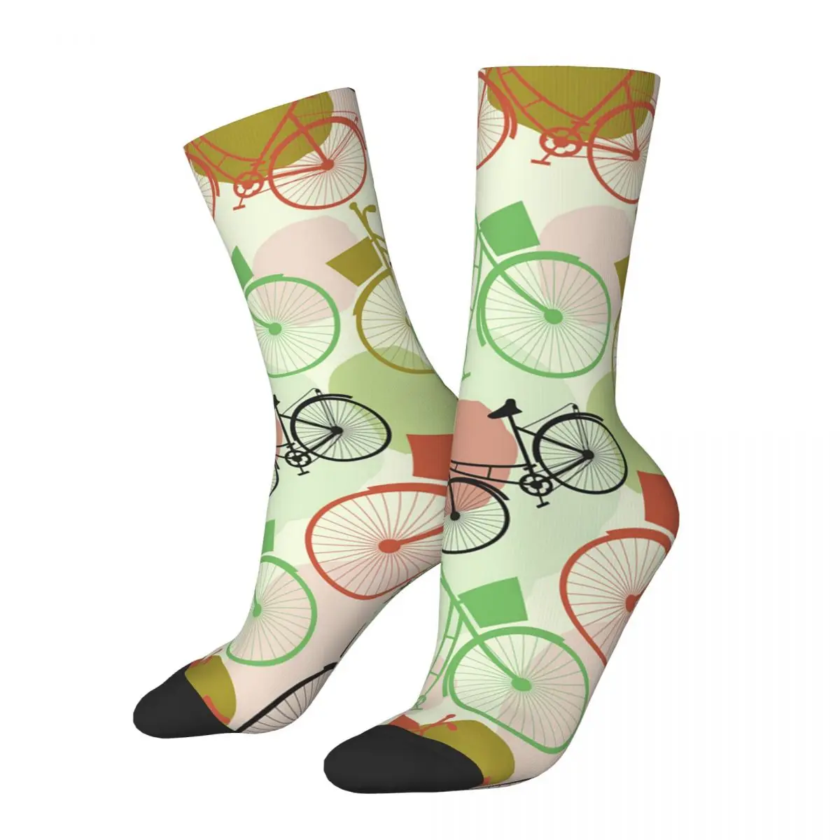 Vintage Bicycles Pattern Socks Men Women Polyester Funny Happy Cute Gear Socks Hip Hop Spring Summer Autumn Winter Socks Gifts