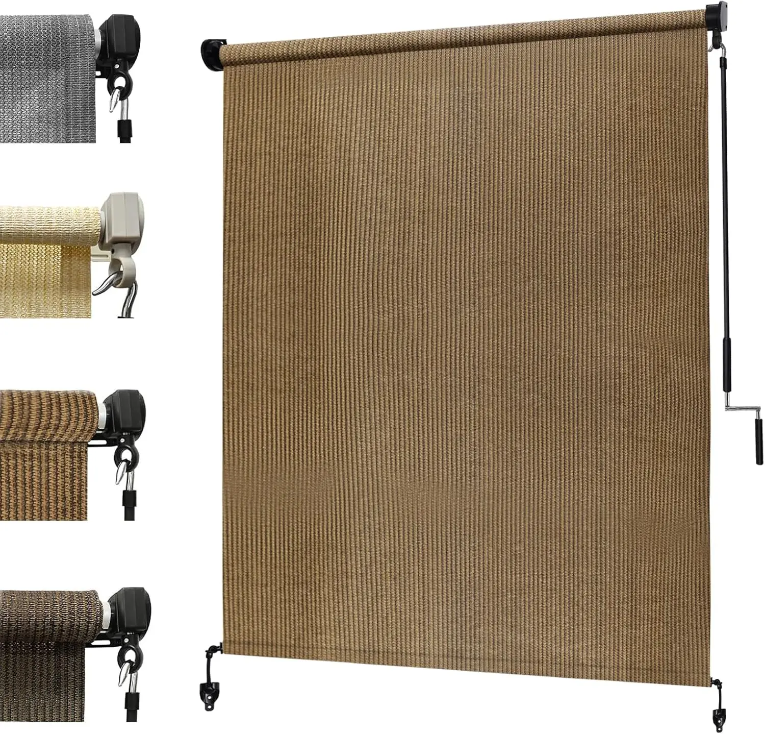 

8' x 6' Walnut Outdoor Roller Shade - Cordless Exterior Sun Shade for Patio, Pergola, Porch, Gazebo - Blinds Screens