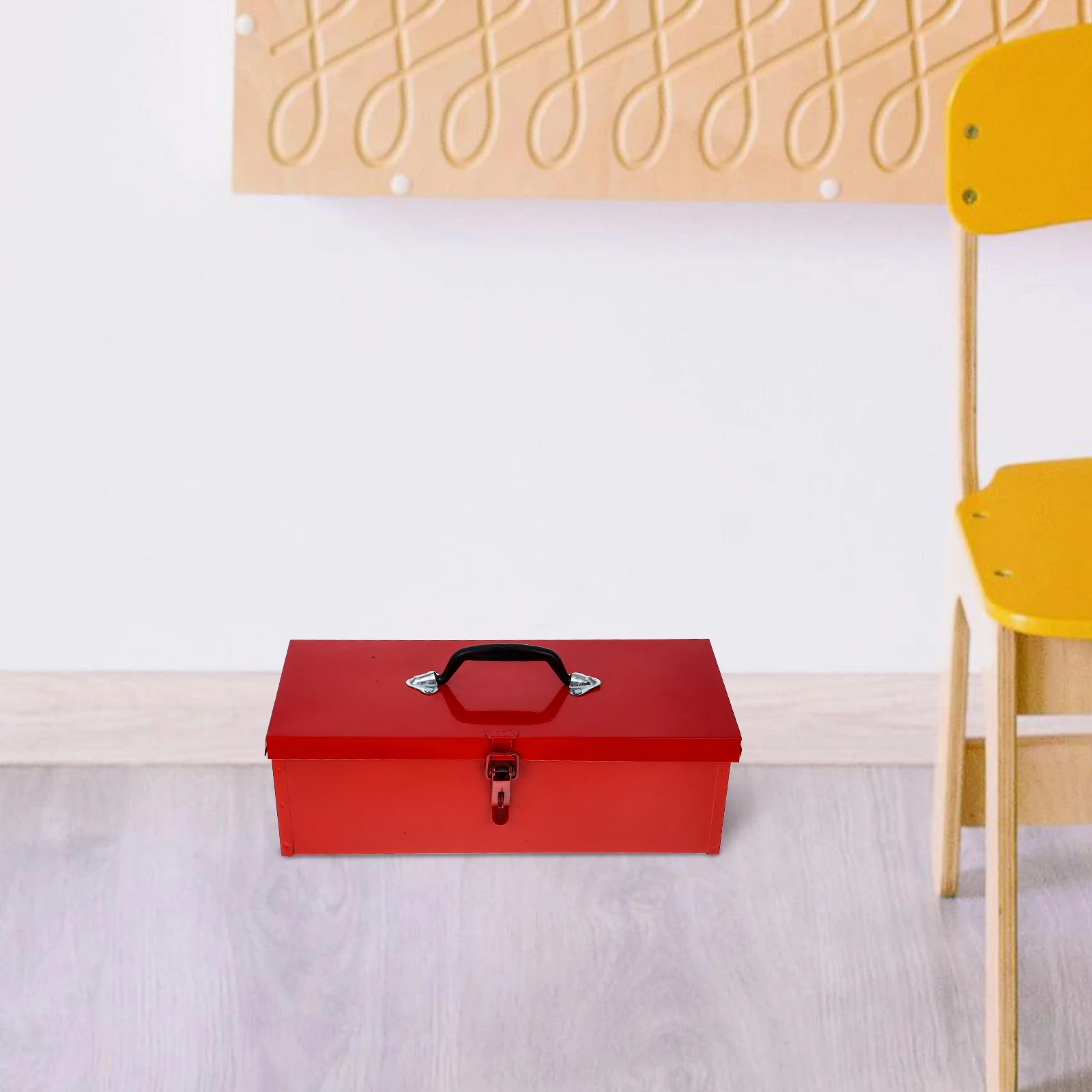 Red Metal Toolbox Thickened Iron Large Capacity Portable Tool Storage Case Durable Stylish Hardware Organizer