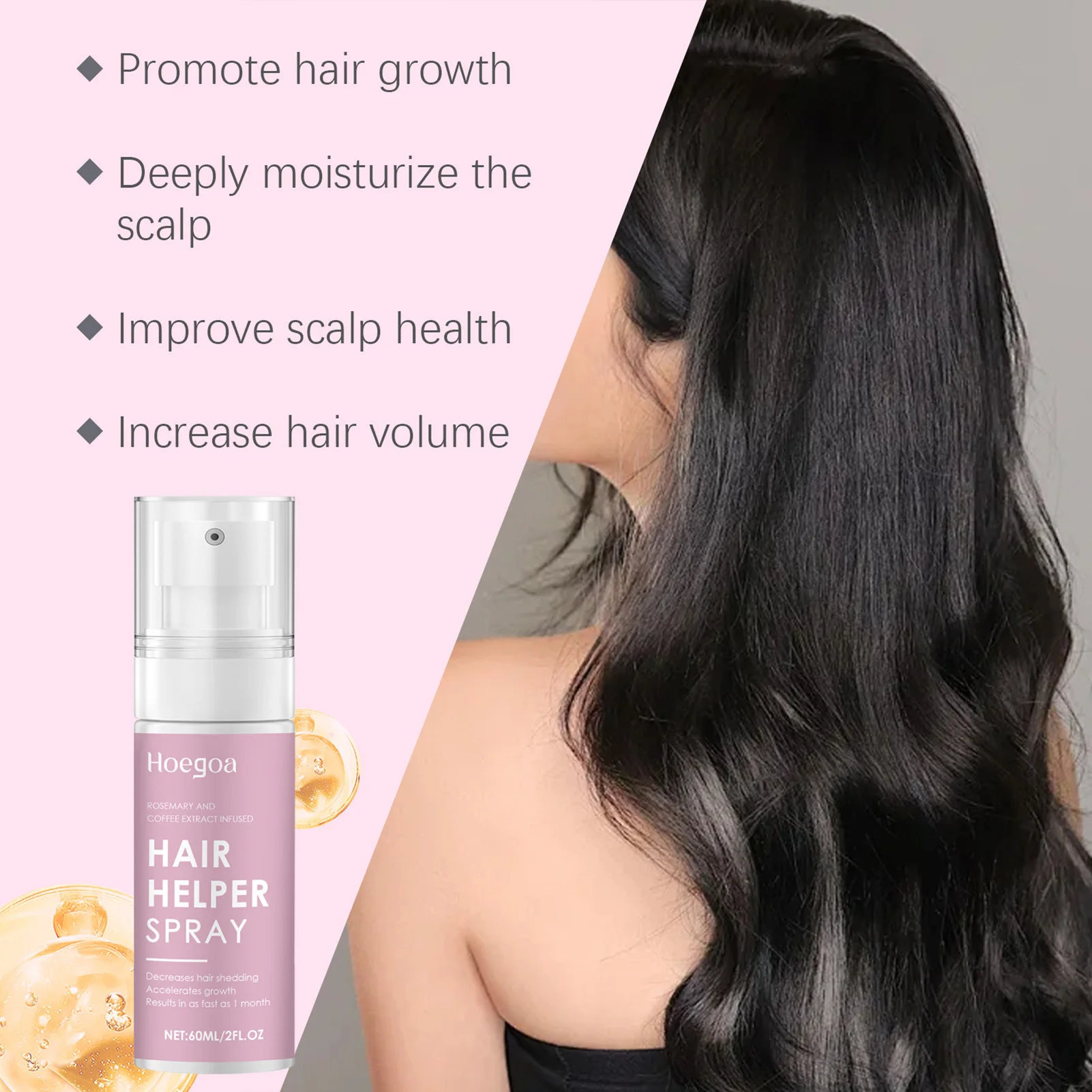 Hair Spray Promote Growth Anti Loss Improve Thin Dry Breakage Hair Nourish Root Scalp Damaged Treatment Hair Grow Spray 60ml