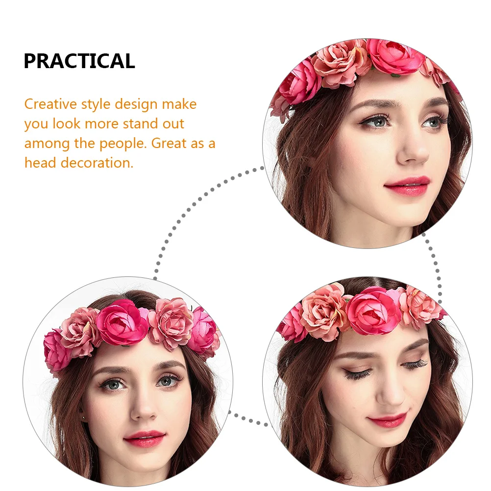 

Floral Headb Simulation Rose Women Bridal Hair Accessories Fairy Headpiece Flower Girl Wedding Celebration Travel Photography