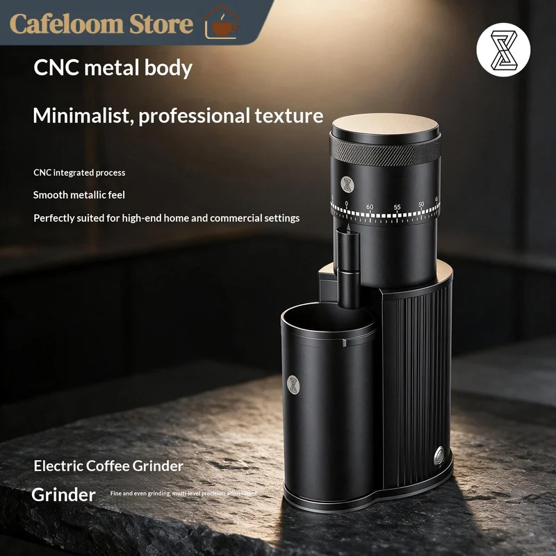 CAFE RHYME Electric Coffee Grinder Cnc Metal Body Adjustable Precision Bean Mill For Espresso Pour Over Home Commercial Use