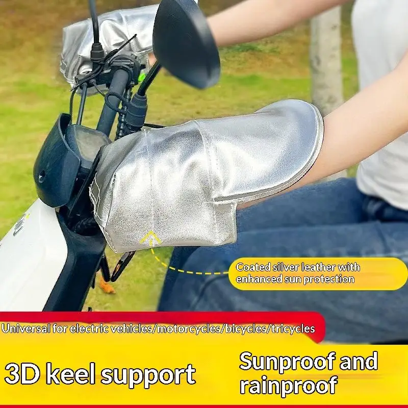 Scooter-Lenkerhandschuhe aus Premium-Silberleder, sonnenfest, wasserdicht, 3D-Unterstützung für Scooter-Touren im Freien – Detail 6