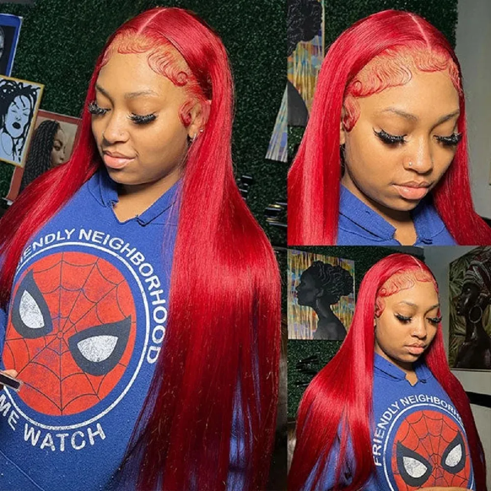30 بوصة شعر أحمر الدانتيل الجبهة الباروكات قبل قطعها طويل شعر مستعار مستقيم غلويليس الأحمر اللون الباروكات مقاومة للحرارة الاصطناعية الدانتيل شعر مستعار أمامي