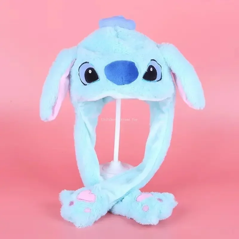 Disney Stitch Cute Plush Spring and Autumn Warm Hats with Cute Ears That Move and Glow Cosplay Hats Keep Warm and Cold Gifts