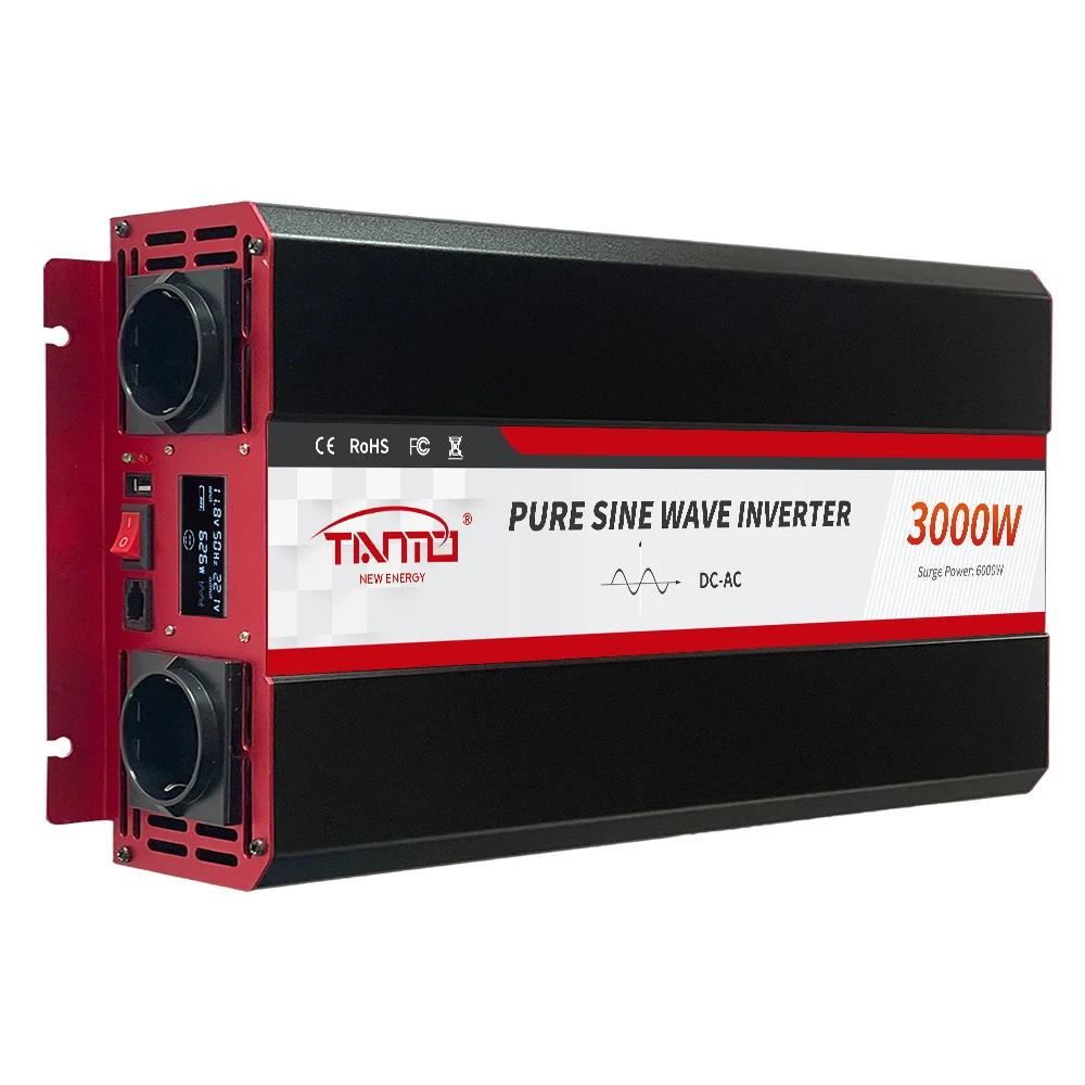 Tianmo inversor de potência dc 12v para ac 220v 3000w inversor 24v 110v 12v para 220v inventais fora da rede solar inversor de onda senoidal pura