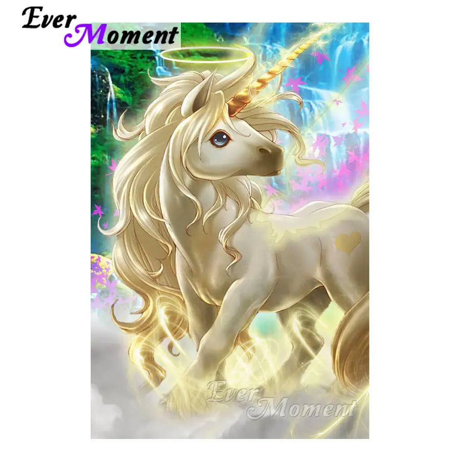 

Алмазная картина Ever Moment 5d, полная круглая квадратная дрель, животное, единорог, алмазная вышивка, стежка, мозаичное украшение ASF1643