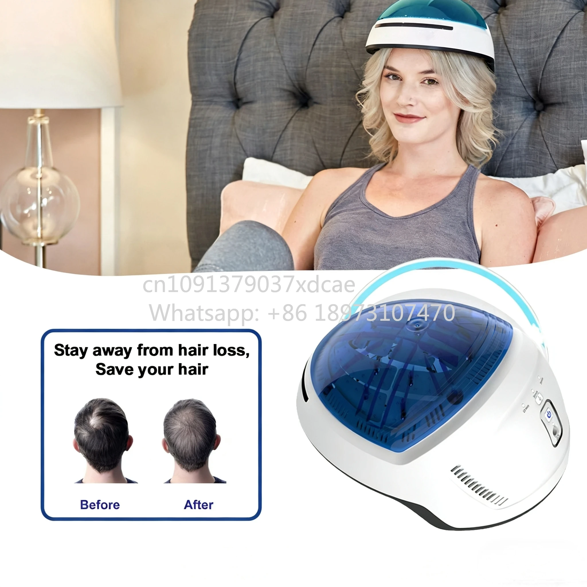 Newest Diode Laser Hair Growth Helmet Reduce Hair Loss Hair Growth Laser . Machine Scalp Care 655nm Red Light Laser Therapy