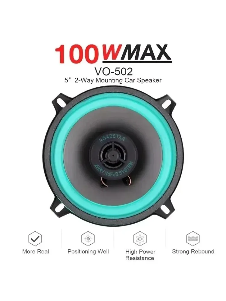Hot Universal Car HiFi Speaker Door Car Audio Music Speaker Bidirectional Car HiFi Coaxial Speaker VO-502 100W 4-ohm