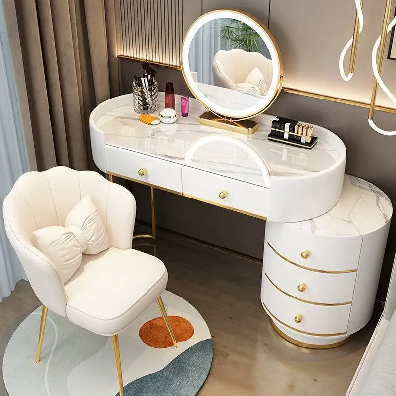 Deluxe bedroom furniture cabinet, vanity mirror with LED bulbs, makeup dresser