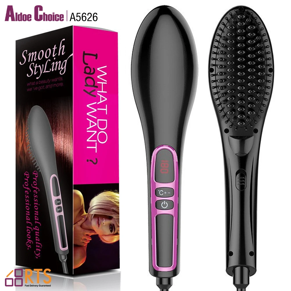 Iron Electric Magic Hair Straightener Comb Brush Professional Heating Brush