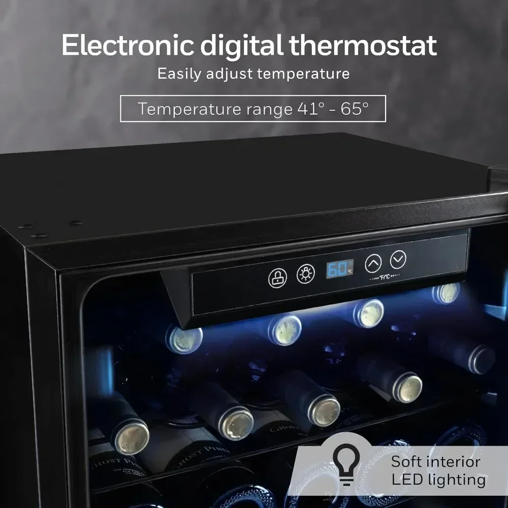 34 Bottle Compressor Wine Cooler Refrigerator, Large Freestanding Wine Cellar For Red, White, Champagne or Sparkling Wine