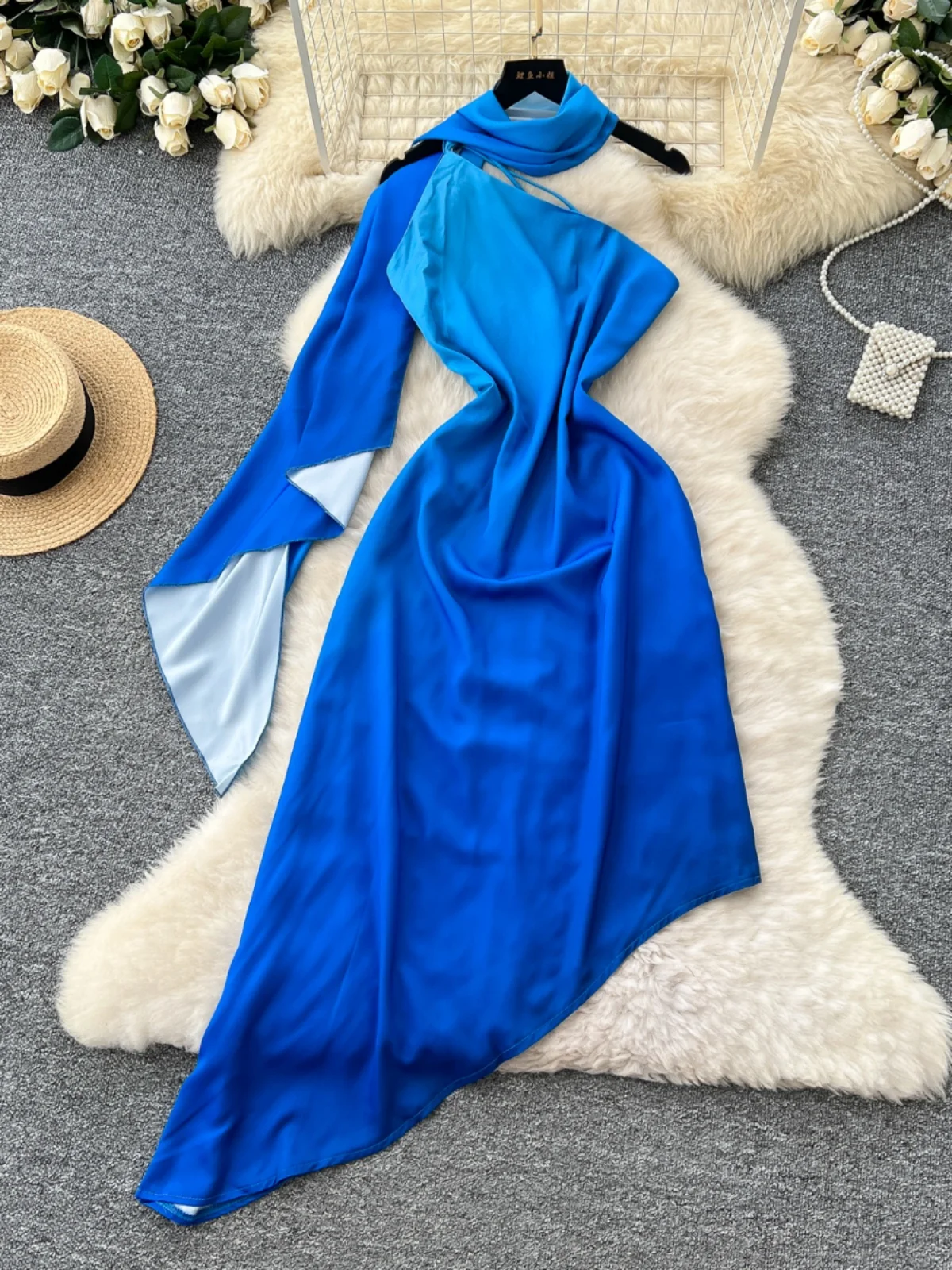 Vaion Aosphere Sensation ฤดูร้อน 2025 เอวสูง A-Line Dr การออกแบบที่ไม่สม่ําเสมอ Slimming Sa ผ้าไหมซาตินยาว Sve Dr