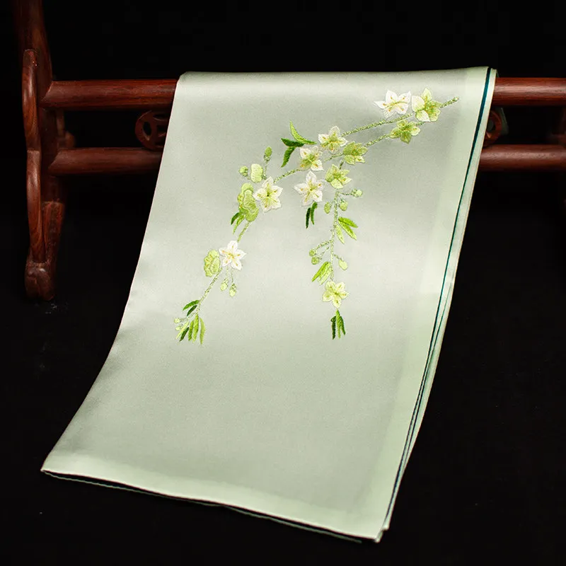 Pure Silk Suzhou Embroidery Scarf, Mulberry Silk Embroidered Neck Wrap, Exquisite Featured Gift view 3