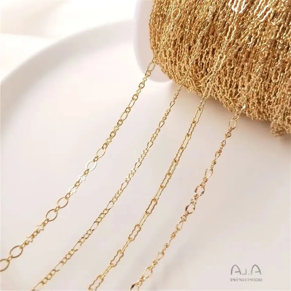 

14K Gold Plated Figaro loose peanut cloud chain DIY jewelry glasses chain decorative