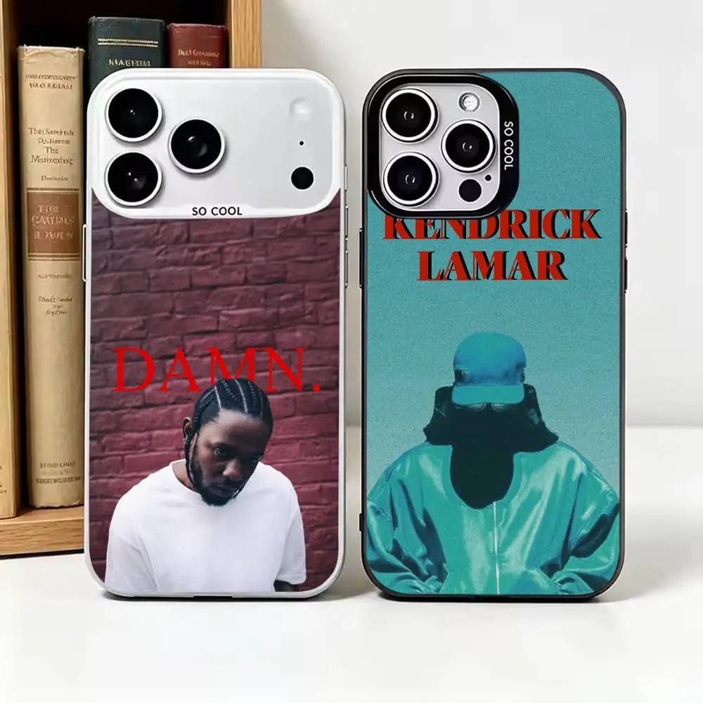 Coque de téléphone Rapper K-Kendrick L-Lamar pour iPhone 17, 16, 15, 14, 13, 12 Plus, Pro Max, avec intérieur plaqué argent coloré