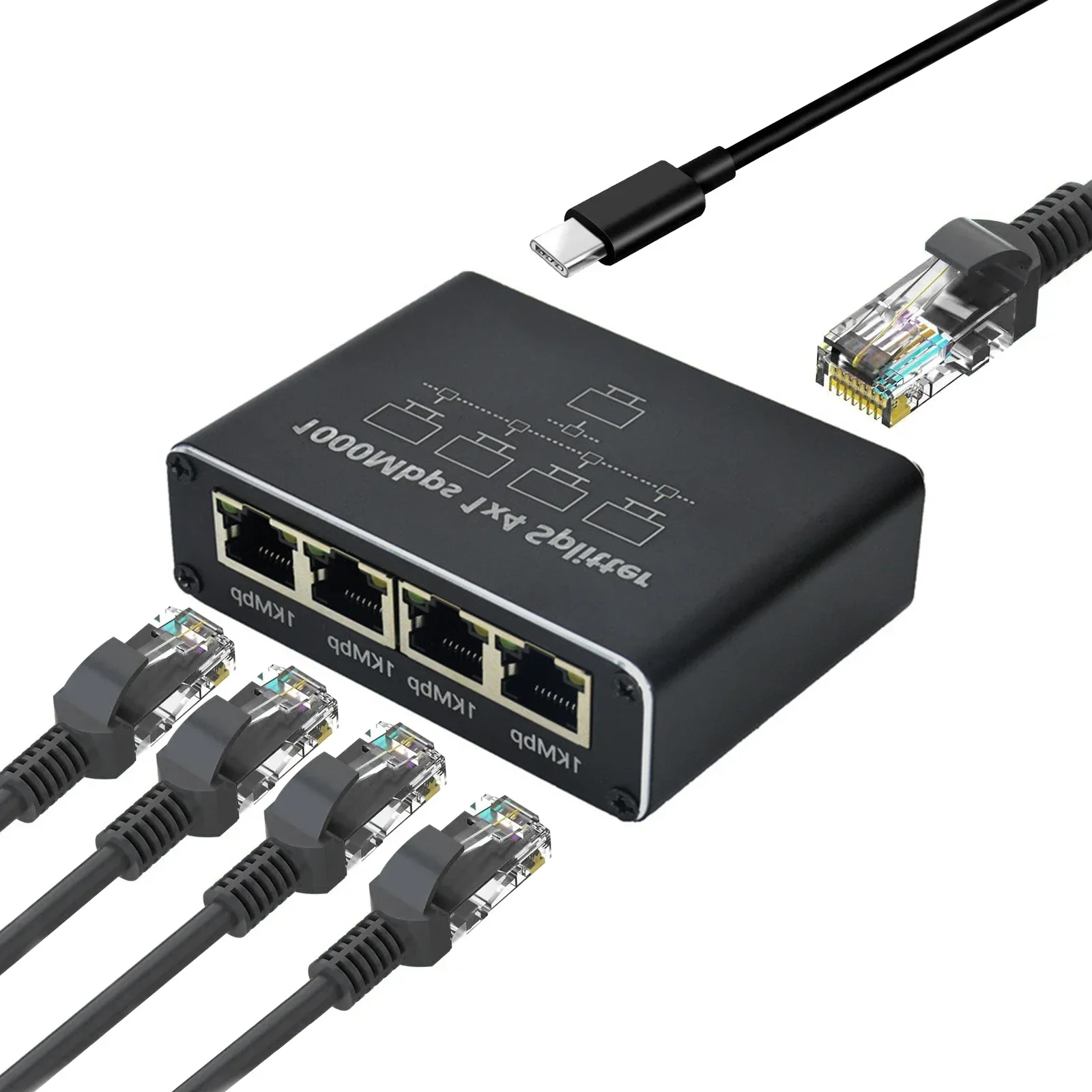 Gigabit Ethernet Splitter 1 to 2/3/4, 1000Mbps RJ45 LAN Internet Splitter for Computer/Hub/Switch/Router/Set-Top Box/Digital TV