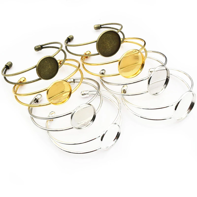2pcs 20mm 25mm inner size DIY Bangle Bracelet Cabochons Blank Base Setting Tray Bezel DIY Jewelry Making Accessories Findings