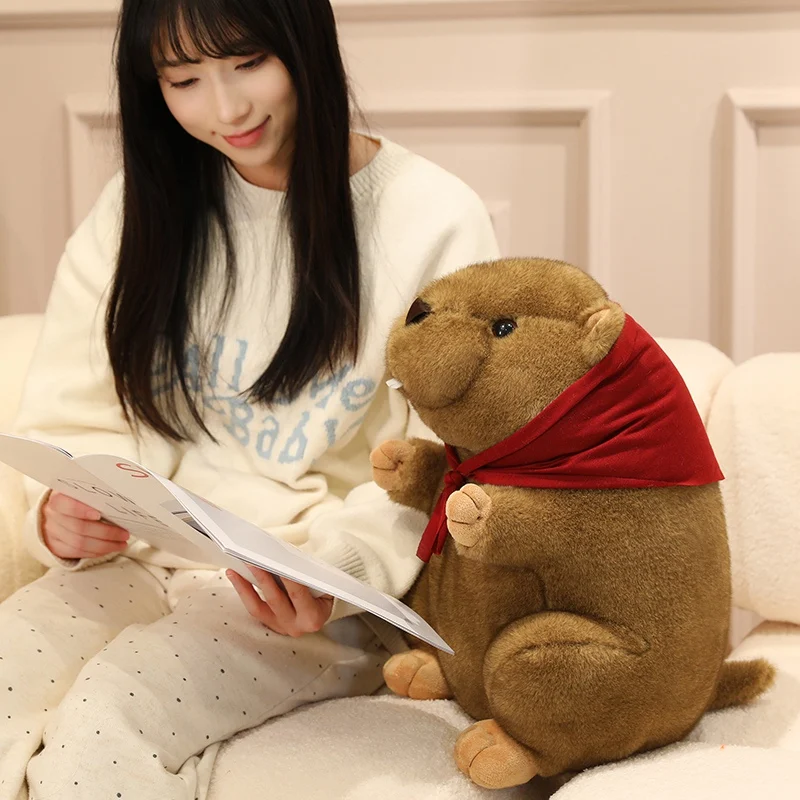 Najwyższej jakości realistyczna pluszowa zabawka świstak Wypchane zwierzę Kapibara Przytulna poduszka do spania Idealny prezent urodzinowy i świąteczny