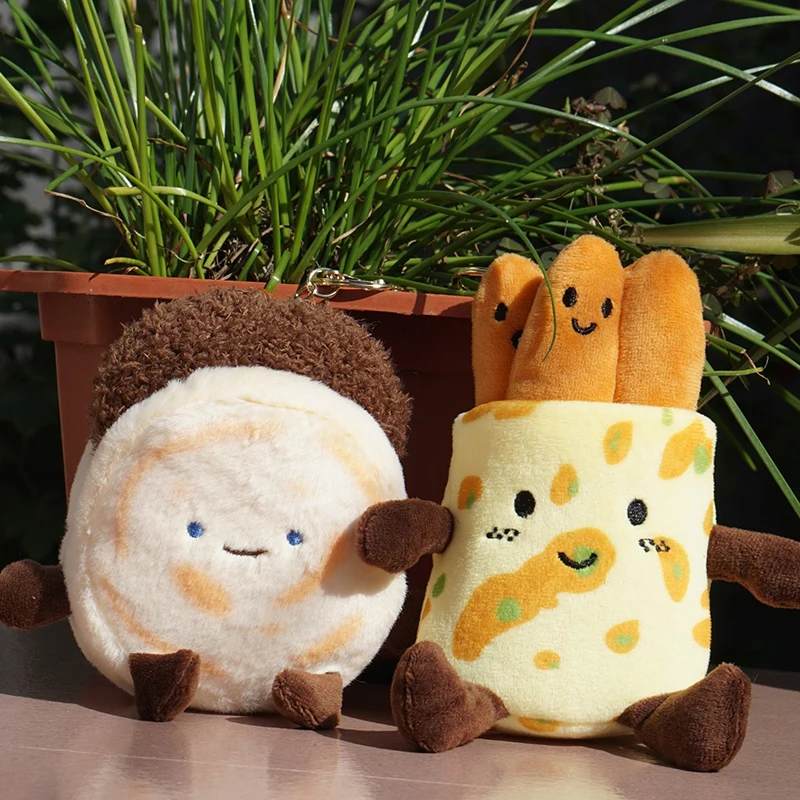 

[Just]Chinese Food Plush Oy Keychain Cartoon Pancake Rougamo Soft Stuffed Doll Pendant Car Key Ring Backpack Bag Decor Kid Gift