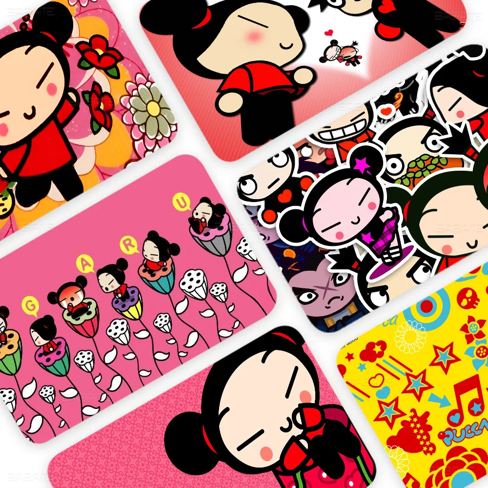 Cute Cartoon Pucca Garu Game Film Cover Sticker Case For Small Chip Credit Debit Card Front Side