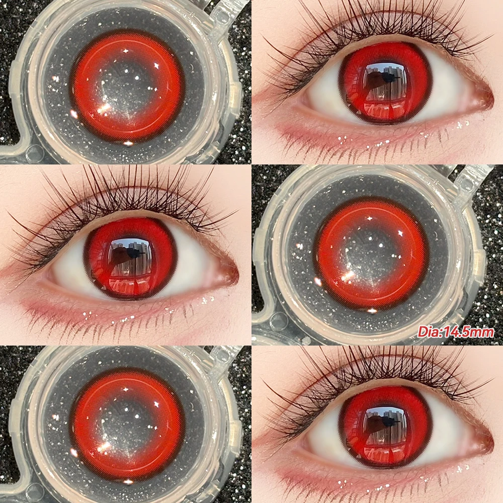 OVOLOOK - 1 Pair(2pcs) Asian Style Natural Dark Brown Contact Lenses For Daily Wear Bright Ocean Blue Colored Contact Lenses