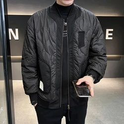 Mens Black Parkas  Winter Warm Baseball Collar Jacket Coat Men Cotton Padded Bomber Jacket Male Waterproof Parka Coats M-4Xl